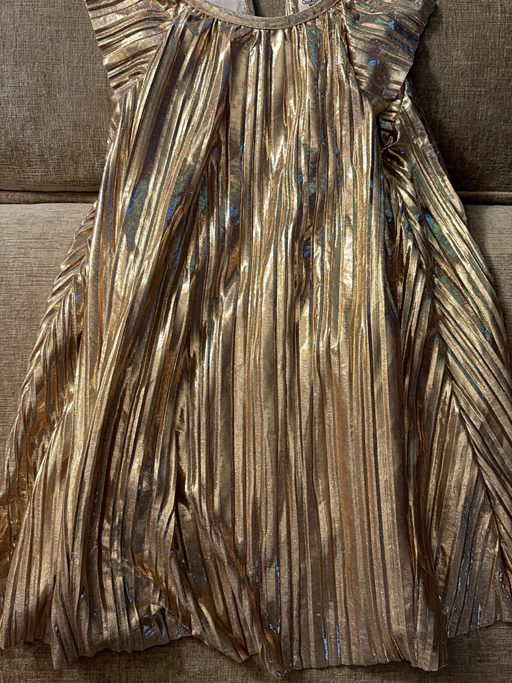 Metallic Gold Pleated Kids Dress